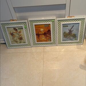 Set of 3 Vtg Paragon Needlecraft Stitchery Needlework Kits w Frames 1978